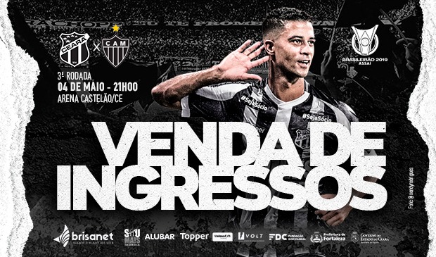 Ceará x Atlético/MG:  Confira as informações sobre a venda de  ingressos