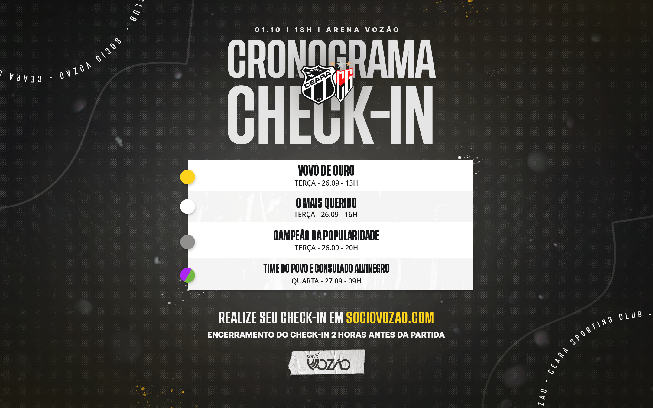 Check-ins abertos para a partida entre Ceará e Atlético/GO a partir desta terça-feira