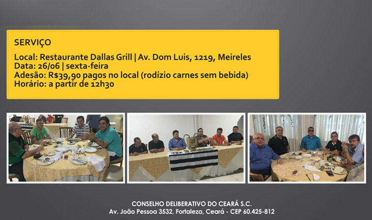 Conselho Deliberativo convida para almoço de junho