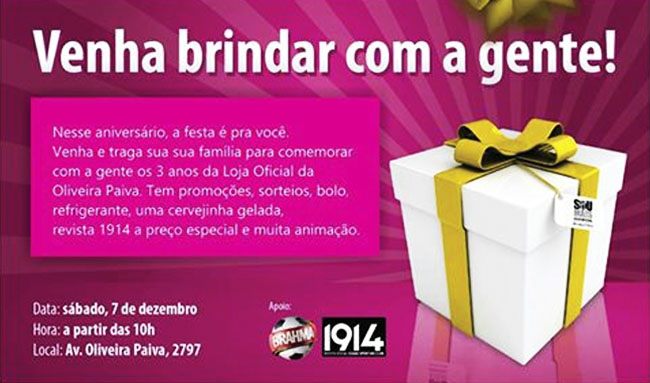 Loja Oficial da Oliveira Paiva completa três anos e comemora com o torcedor