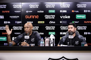 Ricardinho e Anderson Batatais concedem entrevista coletiva em Porangabuçu